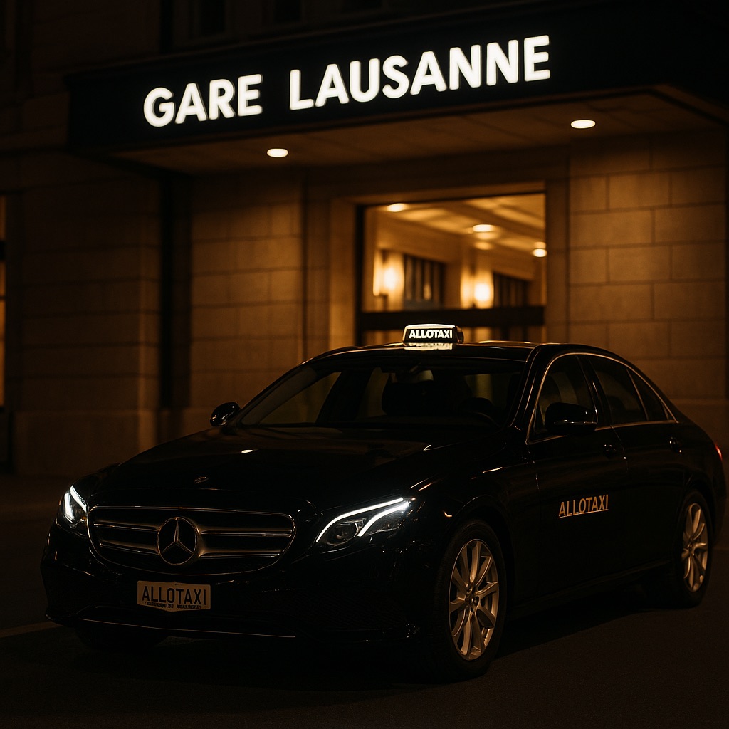 Taxi devant la gare de Lausanne